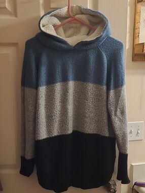 Men's Colorblock Turtleneck Sweater - Blue/Gray/Black